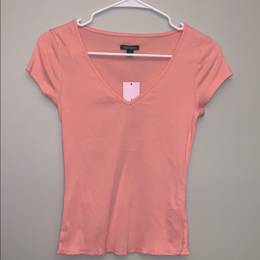 Coral Slightly dropped V neck. Never worn